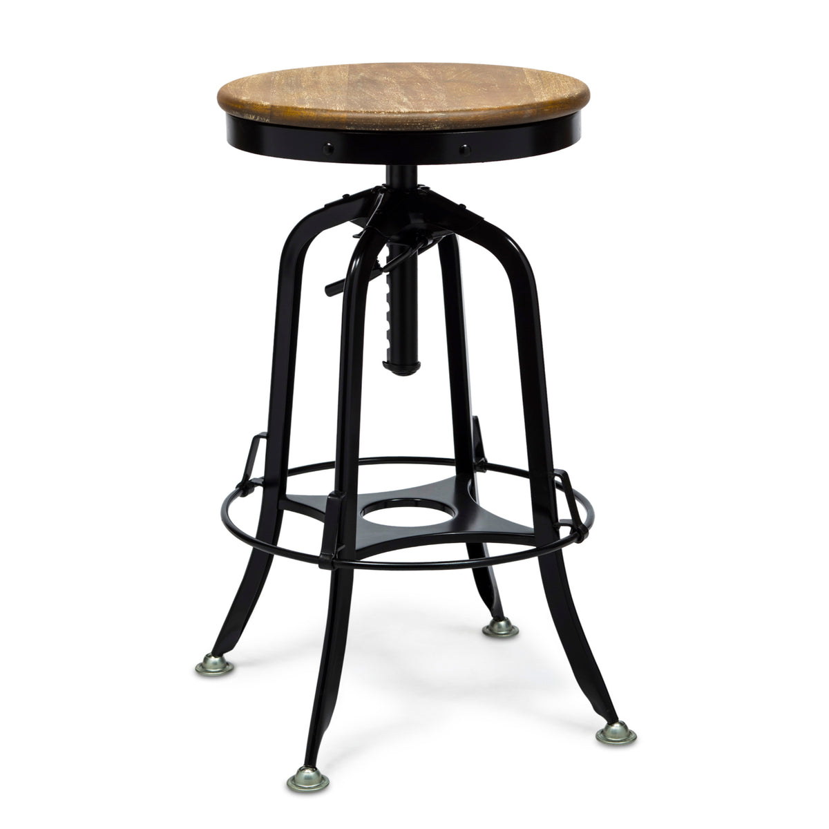 Black Bar Stool with Wood Top - Wine Stash