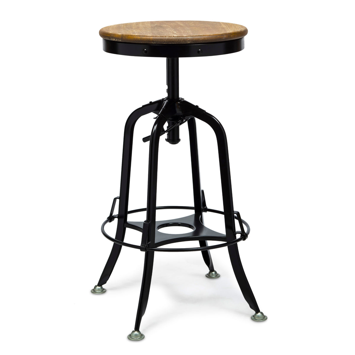 Black Bar Stool with Wood Top - Wine Stash