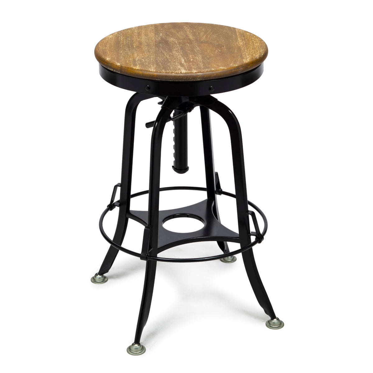 Black Bar Stool with Wood Top - Wine Stash