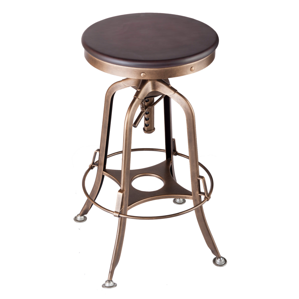 Brass Bar Stool with Wood Top - Wine Stash