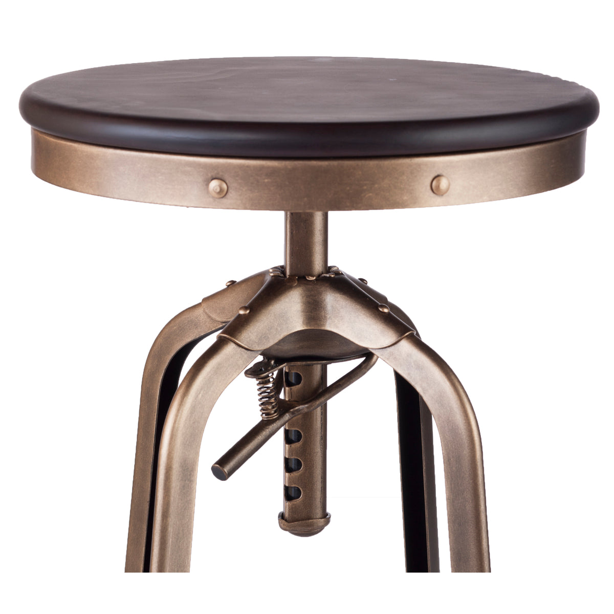 Brass Bar Stool with Wood Top - Wine Stash