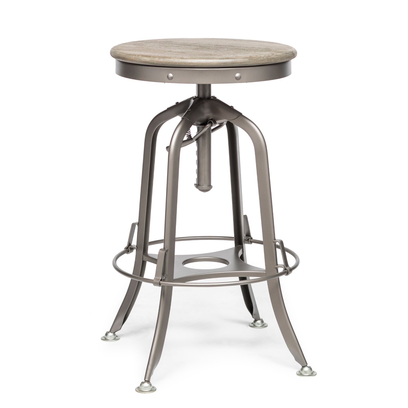 Grey Bar Stool with Oak Top - Wine Stash