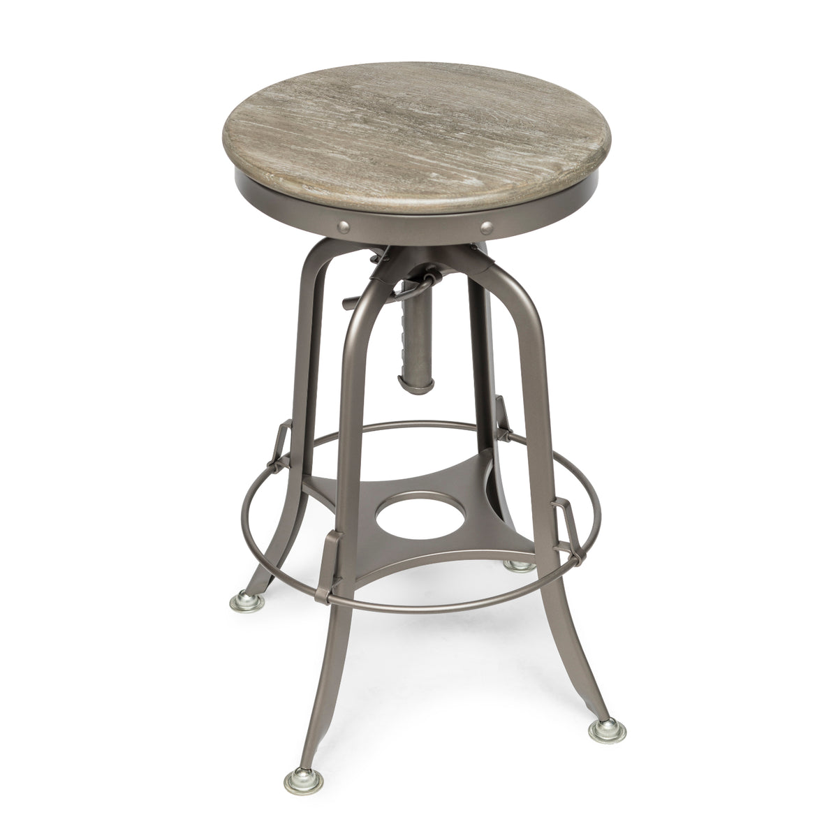 Grey Bar Stool with Oak Top - Wine Stash