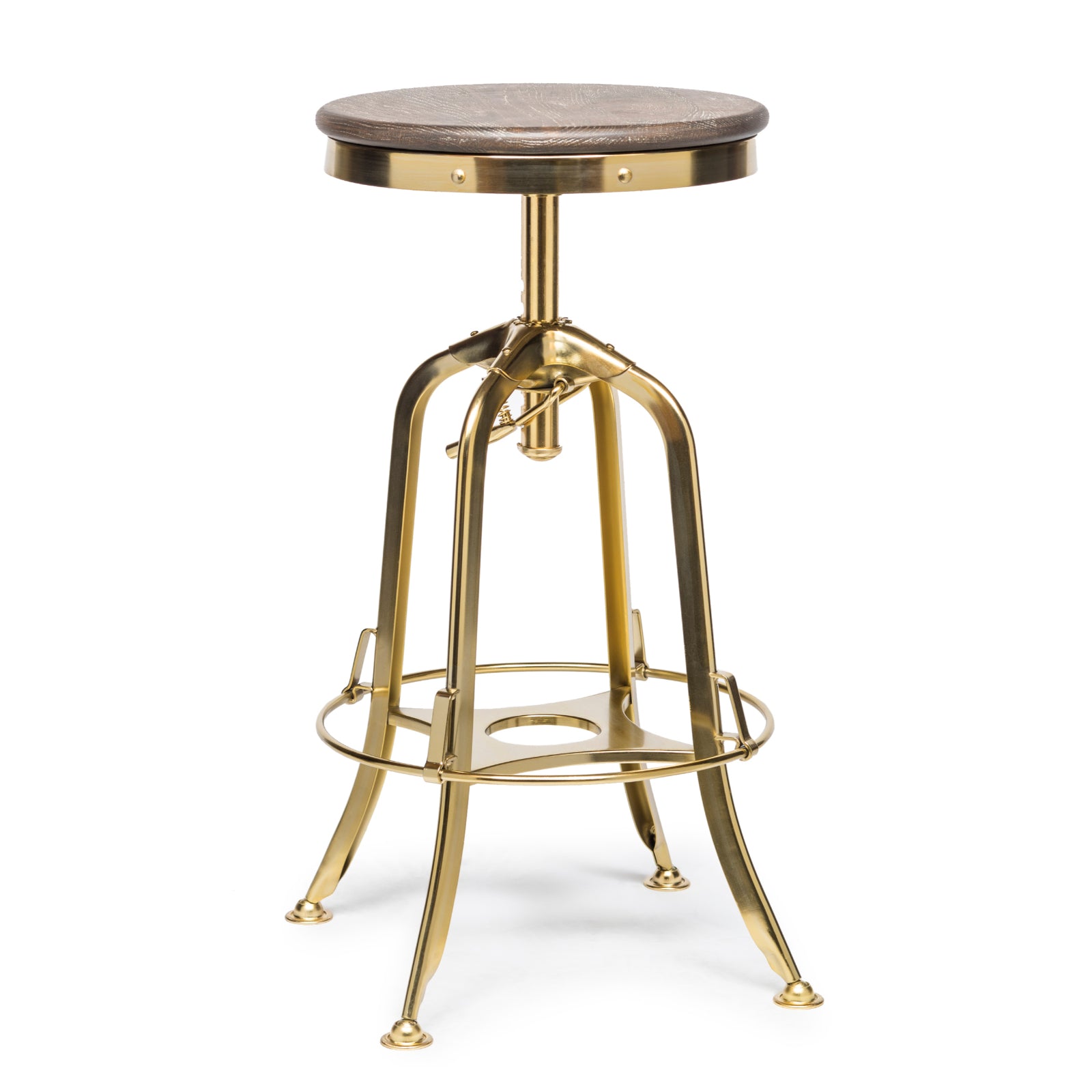 Gold Bar Stool with Oak Top - Wine Stash