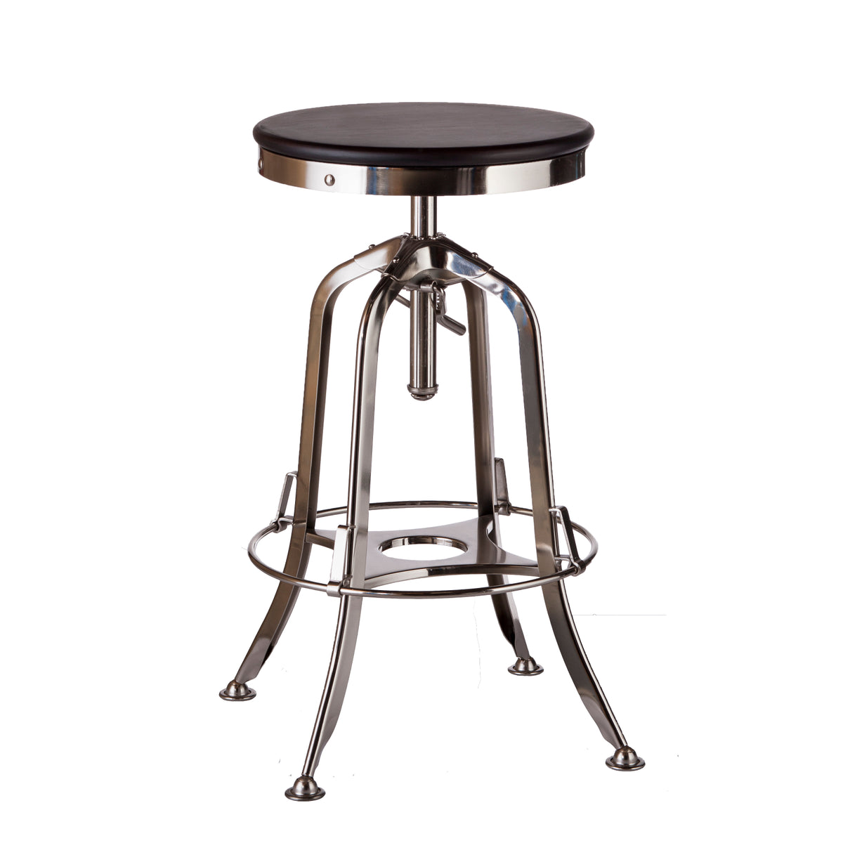 Nickel Bar Stool with Black Top - Wine Stash