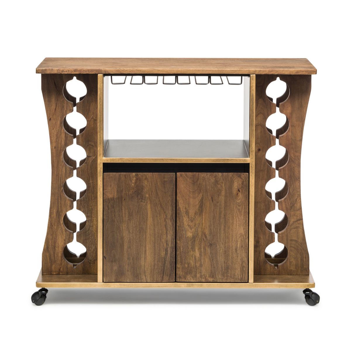 Contemporary Timber Bar Cart - Wine Stash