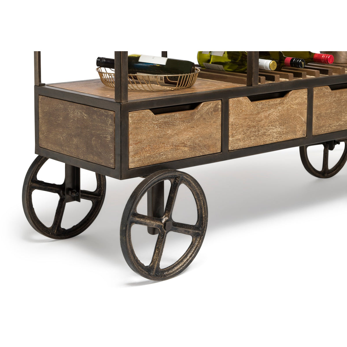 Wooden Bar Cart with Wine Storage - Wine Stash