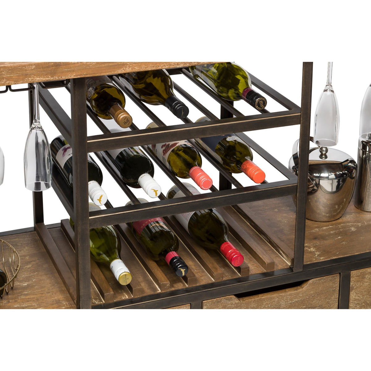 Wooden Bar Cart with Wine Storage - Wine Stash