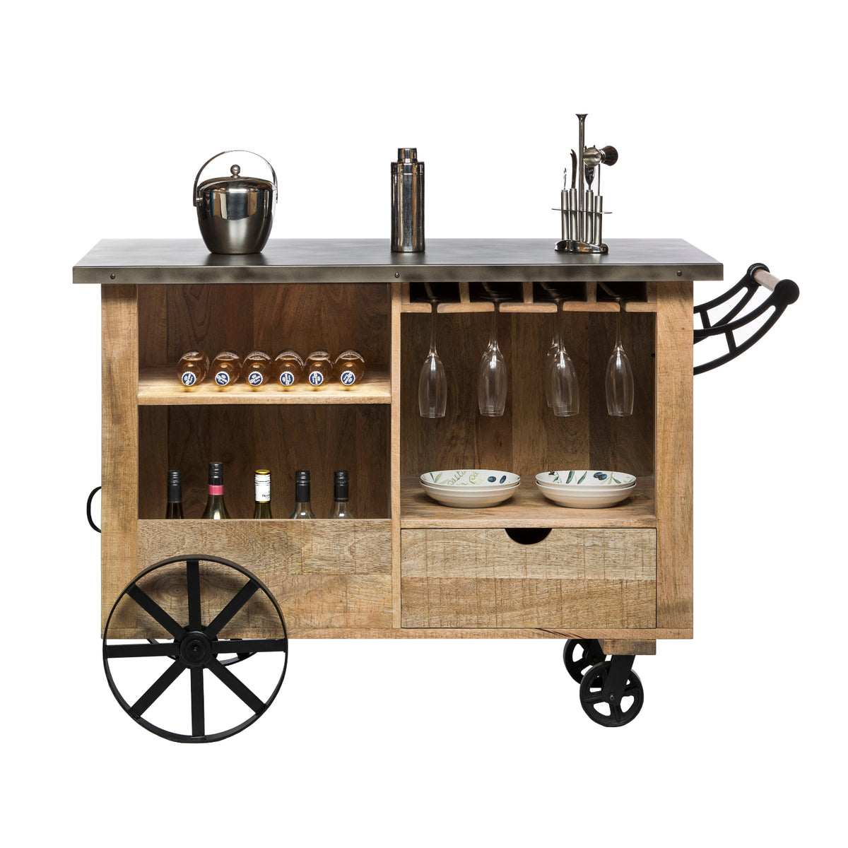 Industrial Bar Cart Cabinet - Wine Stash