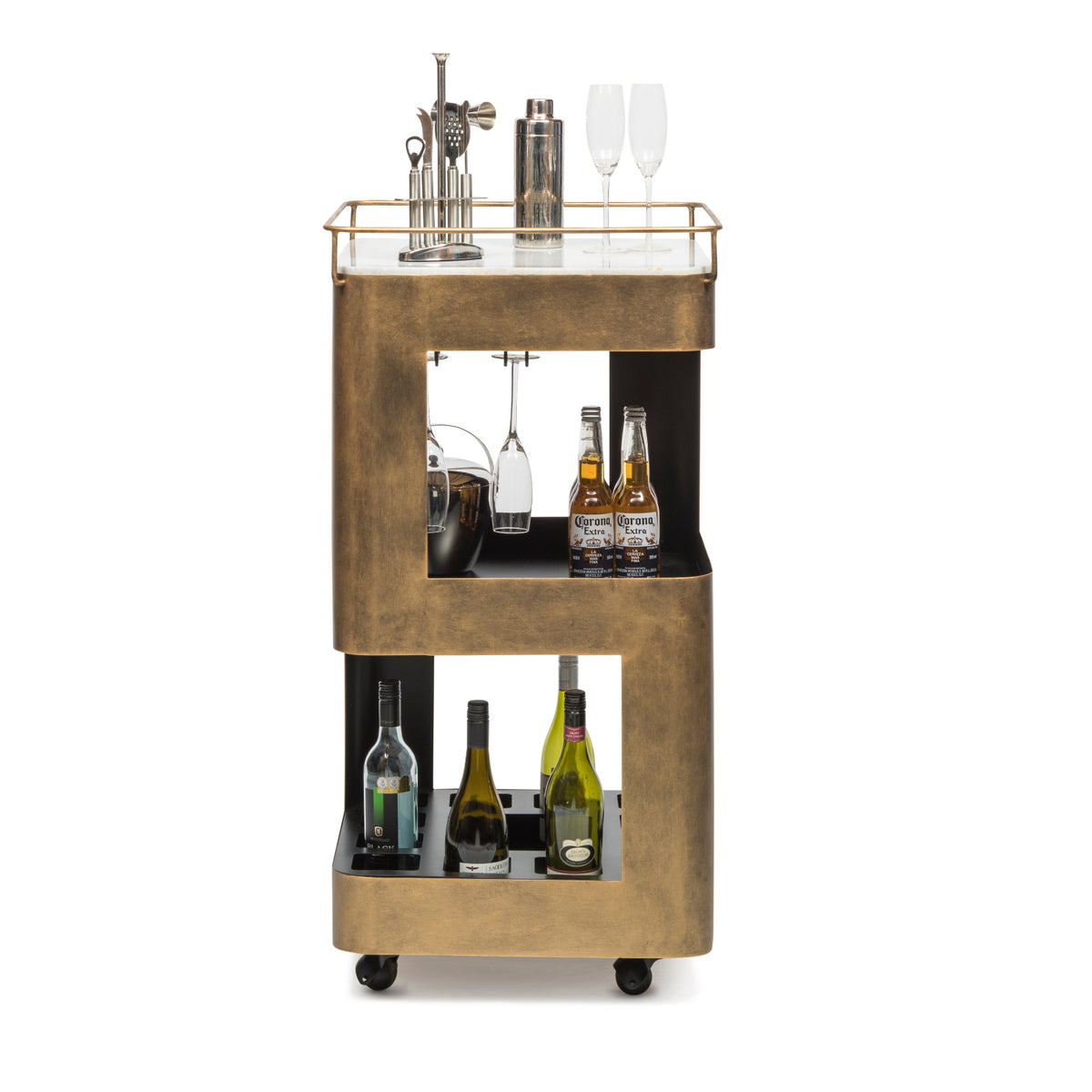 Miniature Bar Cart with Marble Top - Wine Stash