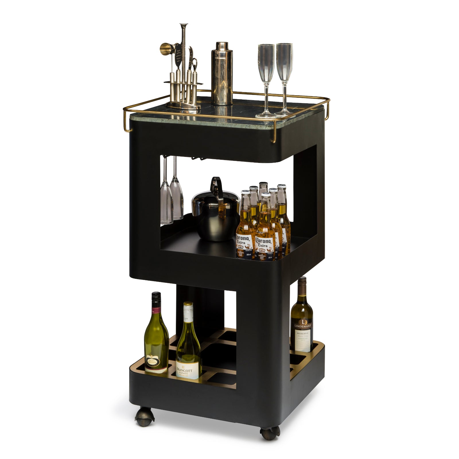 Miniature Bar Cart with Marble Top - Wine Stash