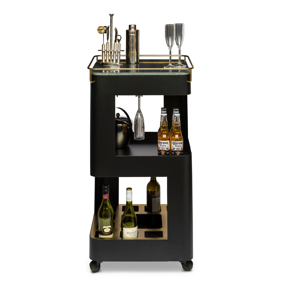 Miniature Bar Cart with Marble Top - Wine Stash