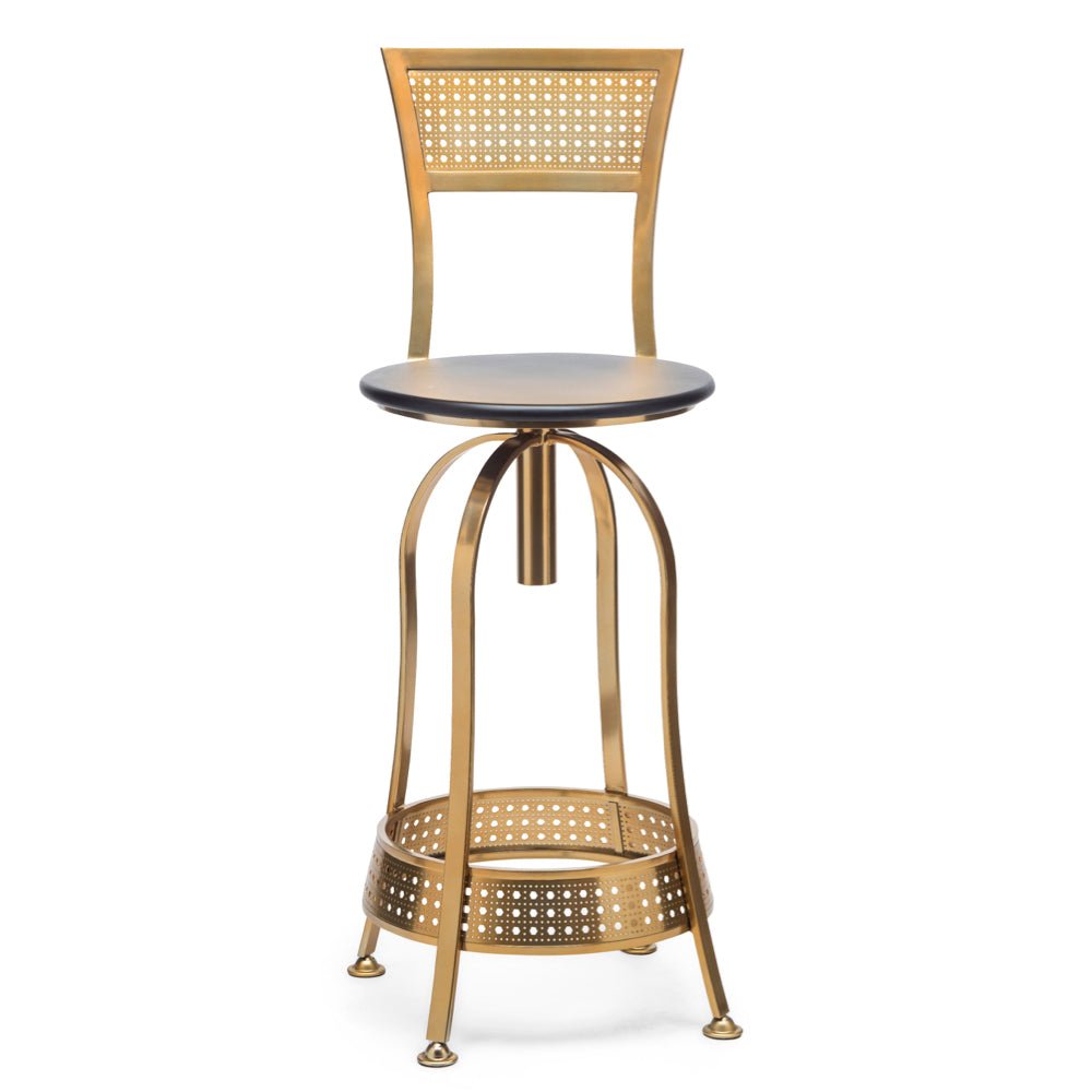 Gold Bar Stool with Netted Design Frame - Wine Stash -