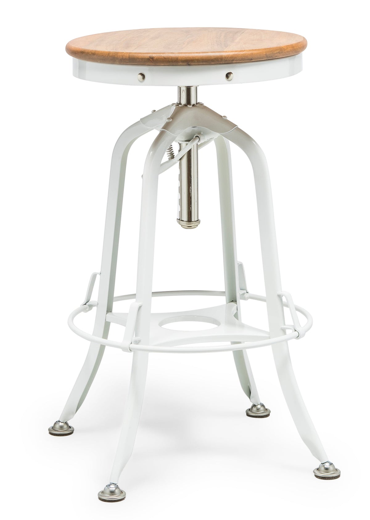 White Bar Stool with Wood Top - Wine Stash -