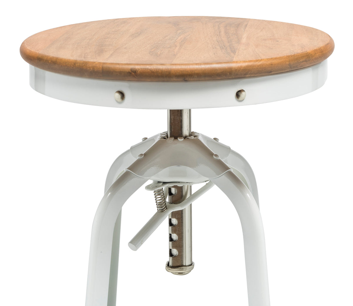 White Bar Stool with Wood Top - Wine Stash -